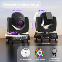 Lyre beam 7R 230 W DMX, 16 gobos, prisme rotatif et mode sonore