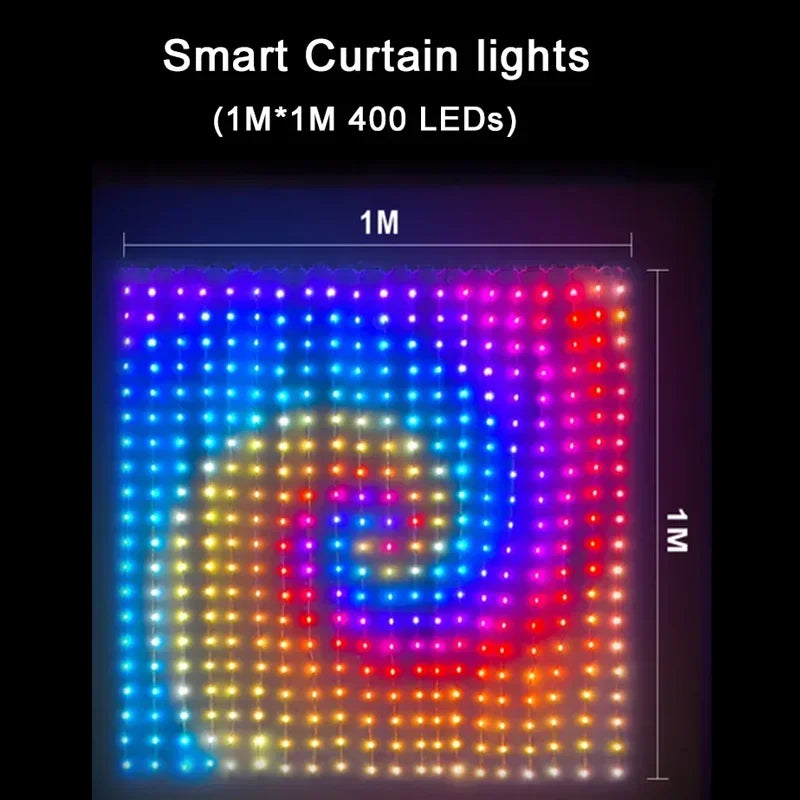Rideau lumineux LED RGB connecté, application et télécommande, 1 à 3 m