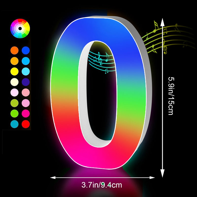 Lettres lumineuses LED RGB 15 cm – chiffre 0