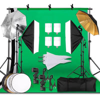 Kit studio photo – softboxes, parapluies argenté et doré, réflecteur 5 en 1