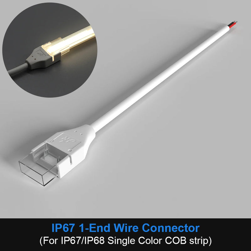 Connecteur bande LED COB IP67 – connecteur avec câble à une extrémité