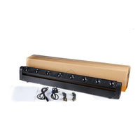 Barre LED DMX 8 faisceaux, lot de 2 – barre, cordons, câble DMX et fixations devant son carton