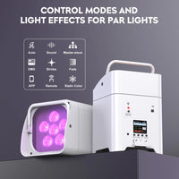 Uplight sans fil batterie 9600 mAh RGBWA UV DMX – modes de commande et effets lumineux