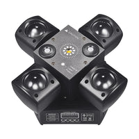 Mini lyre LED 4 bras RGBW, laser rouge et vert, DMX et télécommande