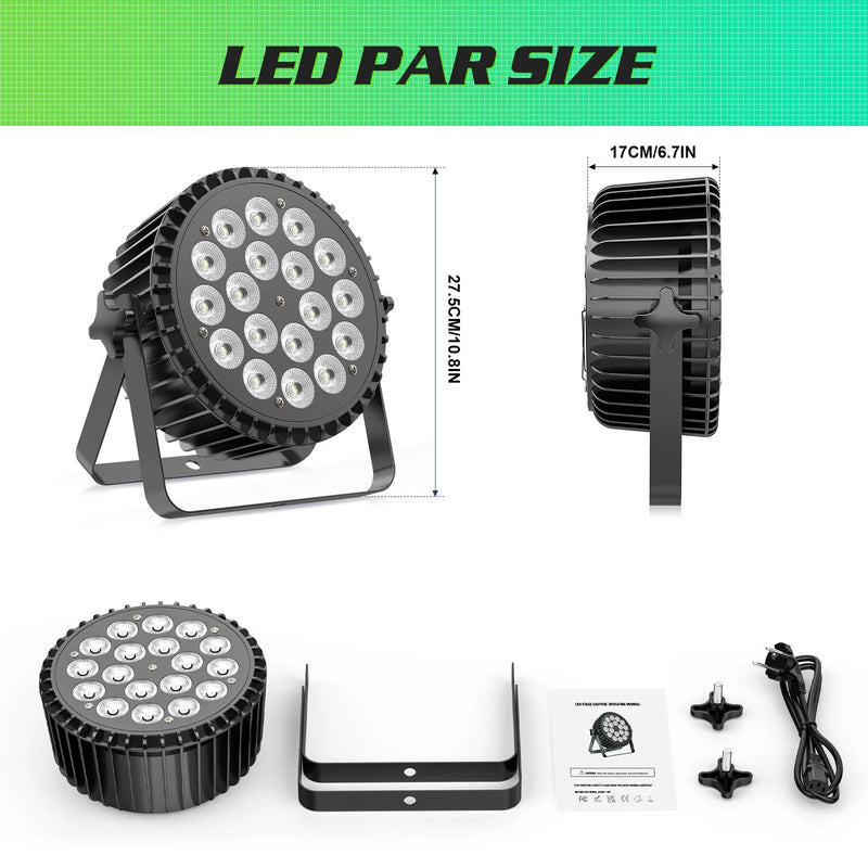 Projecteur PAR LED DMX 18 x 8 W RGBW, lot de 4 pour DJ et scène