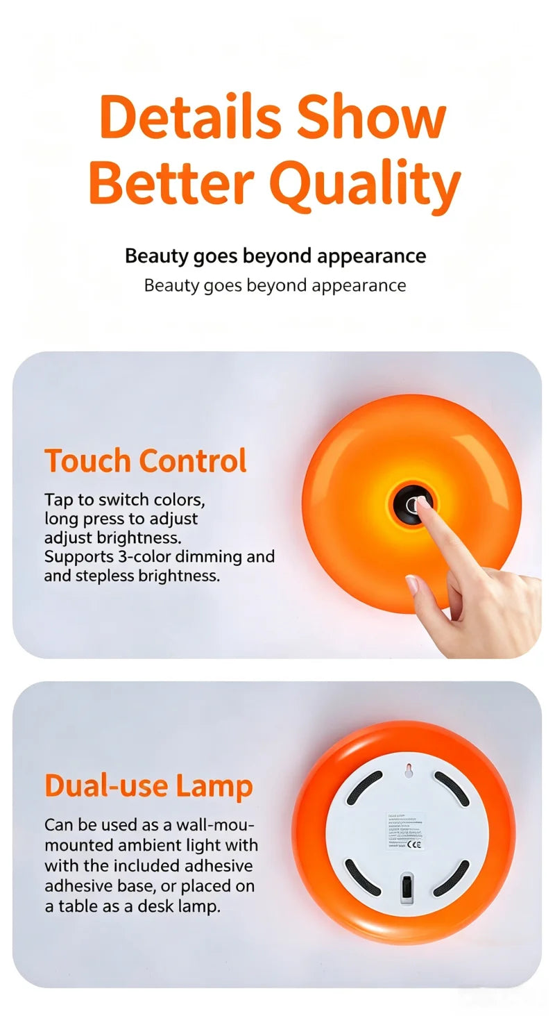 Lampe d'ambiance beignet orange – vue 9