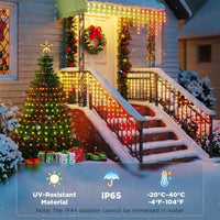 Guirlande de sapin cascade RGB – façade de maison et sapin décorés, indice IP65