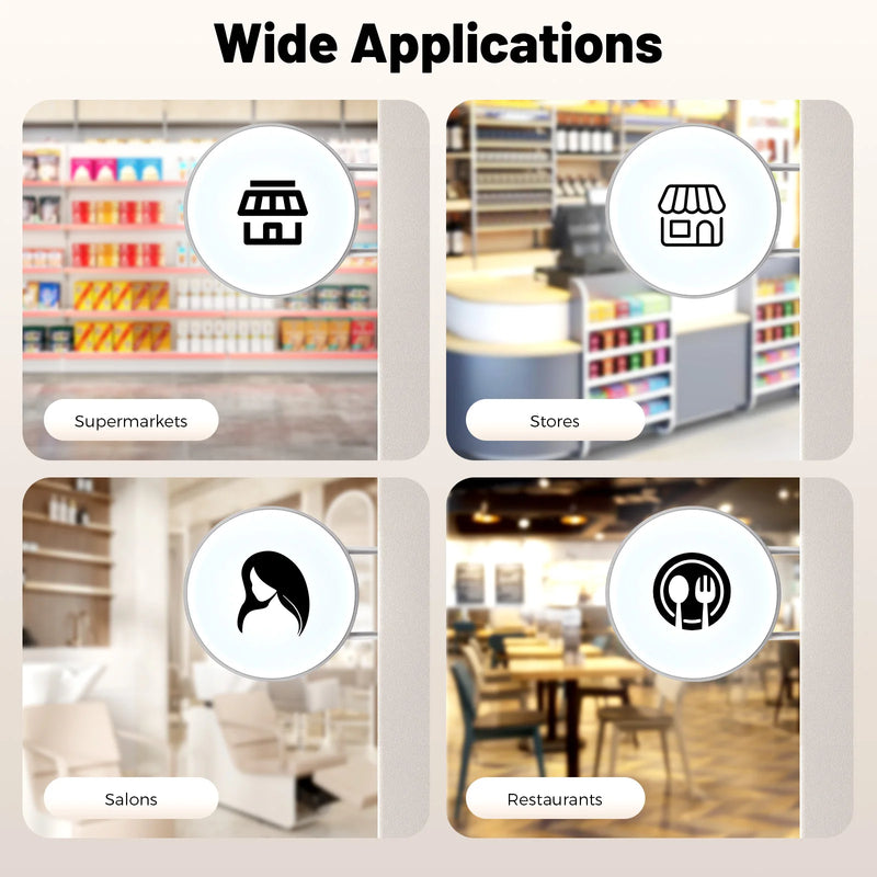 Enseigne drapeau ronde – exemples d'usages en commerce, salon et restaurant