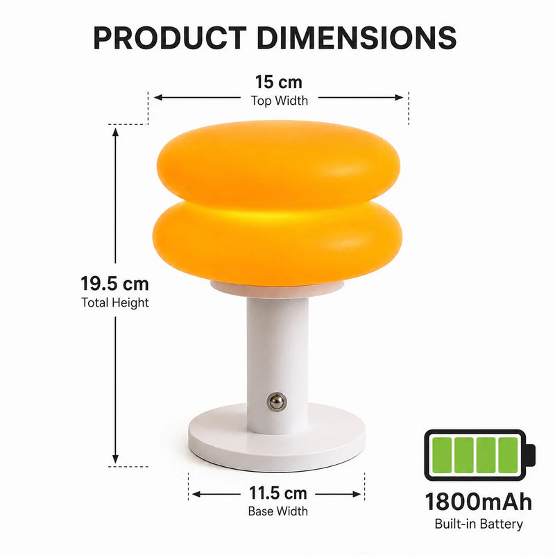 Lampe champignon double dôme à 3 teintes de lumière, USB ou batterie