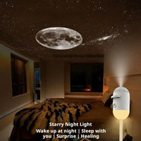 Projecteur ciel étoilé capsule tactile – veilleuse chaude et lune projetée au plafond d'une chambre