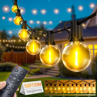 Guirlande guinguette extérieur 30 m, 30 ampoules LED G40, télécommande