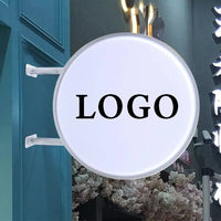 Enseigne drapeau lumineuse ronde double face 50 cm LED étanche IP67