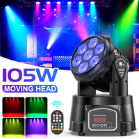 Lyre LED wash 7 x 15 W RGBW, à l'unité ou par lot, télécommande, DMX