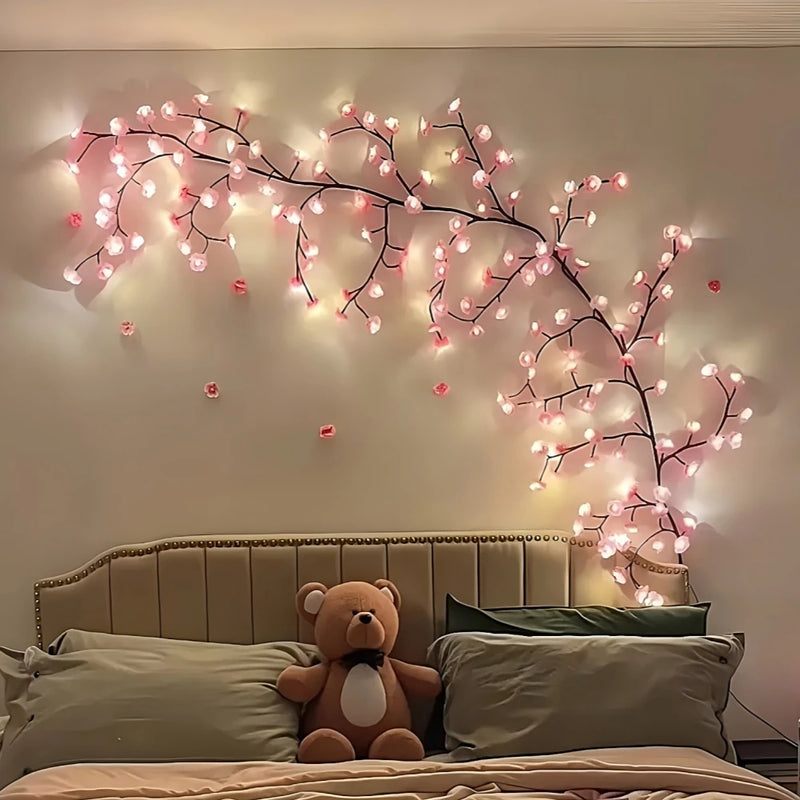 Arbre lumineux cerisier USB, fleurs roses ou bleues, 72 à 144 LED