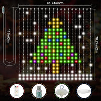 Rideau lumineux LED RGB connecté, application et télécommande, 1 à 3 m