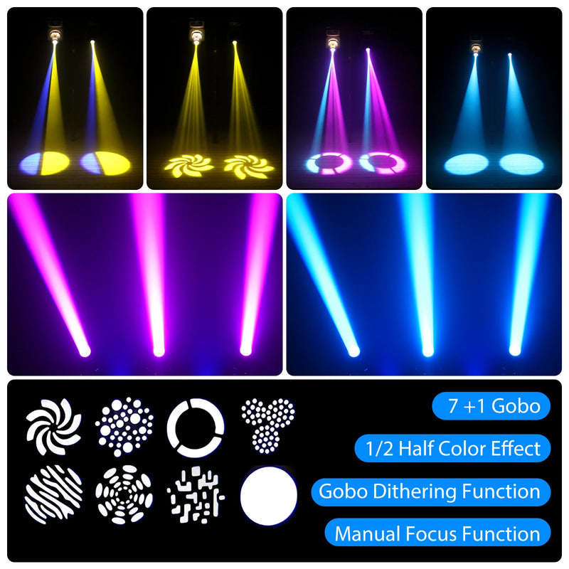 Mini lyre LED spot 30 W à 7 gobos et 7 couleurs, DMX 9 ou 11 canaux