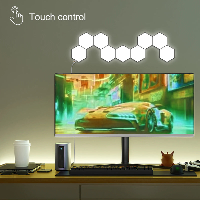 Panneaux LED hexagonaux tactiles blancs, lot de 4, 9 ou 12, alimentation USB