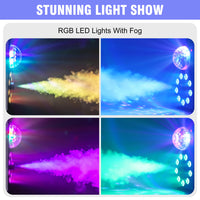 Machine à fumée 700 W avec télécommande sans fil, boule magique et 9 LED