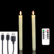Bougies LED coniques rechargeables USB avec télécommande, lot de 2, 25,5 cm