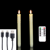 Bougies LED coniques rechargeables USB avec télécommande, lot de 2, 25,5 cm
