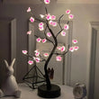 Arbre lumineux bonsaï à fleurs roses, lampe de table à 3 piles AA ou USB