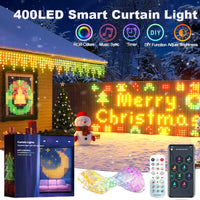 Rideau lumineux LED RGB programmable, 1 ou 2 rideaux de 256 à 800 LED