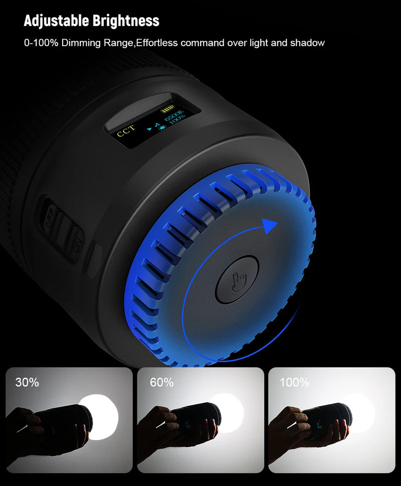 Lumière continue COB compacte 60 W – réglage de la luminosité par la bague