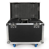 Flight case à roulettes pour 2 lyres wash 19 x 15 W