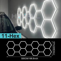 Plafonnier hexagonal LED – modèle de 11 hexagones, 500 x 170 cm