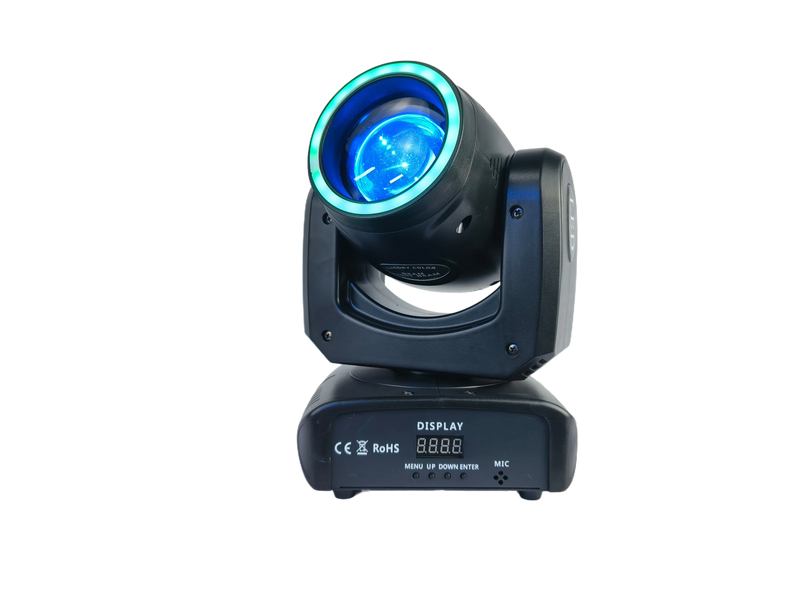 Lyre beam LED 100 W à anneau lumineux, 13 gobos, prismes 6 + 12, DMX 13 canaux