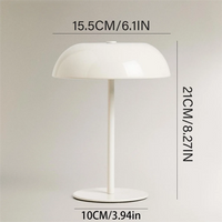 Lampe champignon métal sans fil rechargeable, commande tactile, 21 cm