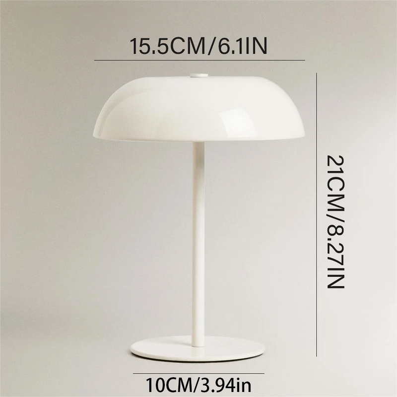 Lampe champignon métal sans fil rechargeable, commande tactile, 21 cm