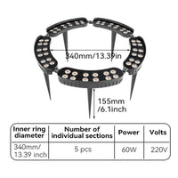 Spot arbre extérieur LED – anneau de 5 modules, diamètre intérieur 34 cm, 60 W