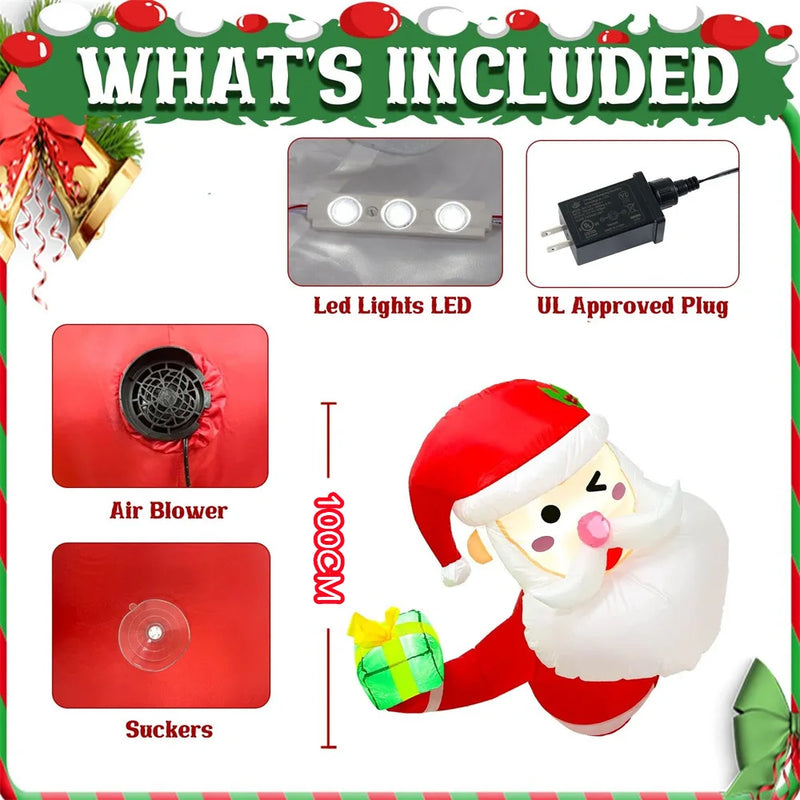 Gonflable de Noël lumineux – contenu du colis du Père Noël : LED, souffleur, ventouses