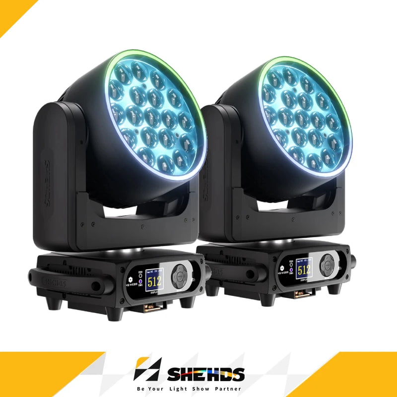 Lyre LED wash 19 x 15 W ou 25 W RGBW à anneau lumineux, à l'unité ou par lot