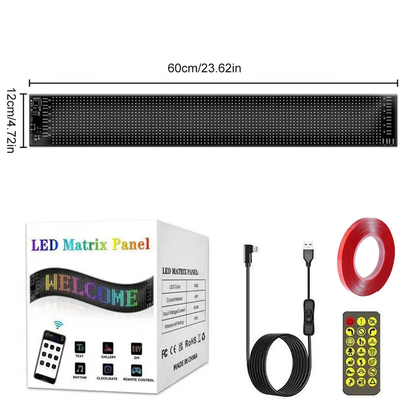 Panneau LED matriciel flexible – format 60 x 12 cm avec ses accessoires