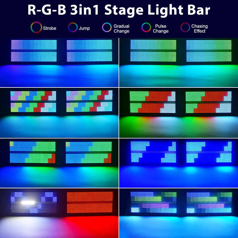 Stroboscope LED RGB et blanc 200 W DMX, lot de 4