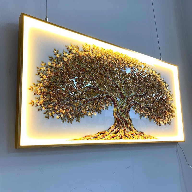 Tableau lumineux LED arbre de vie doré – vue 4
