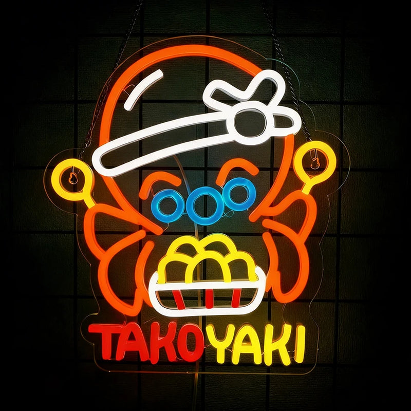Néon takoyaki – pieuvre orange allumée
