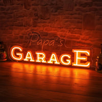 Enseigne néon Garage avec nom personnalisé, 40 à 100 cm