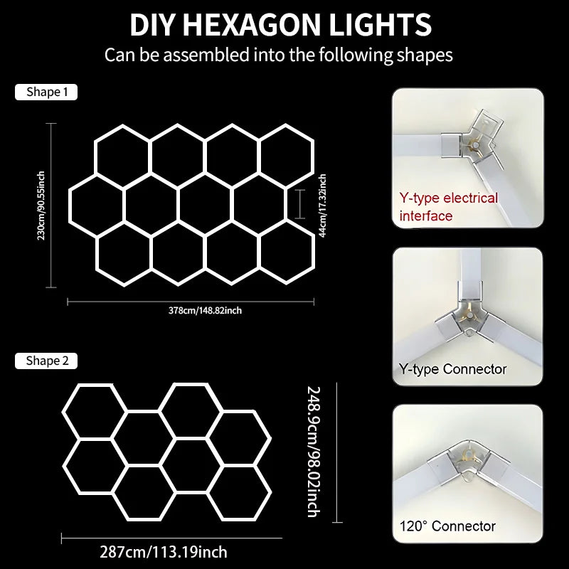Éclairage LED hexagonal de garage – vue 13