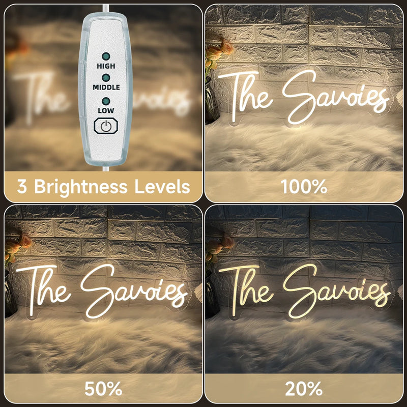 Néon personnalisé – boîtier de commande de la luminosité, trois niveaux de 100 %, 50 % et 20 %