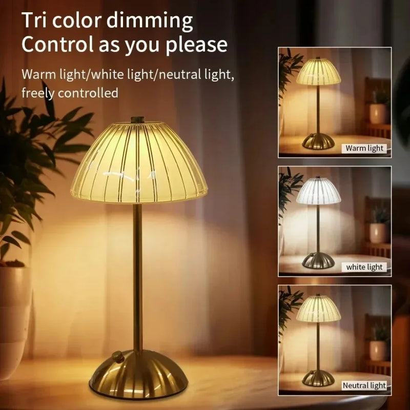 Lampe de table sans fil effet cristal, tactile, rechargeable, 30 cm