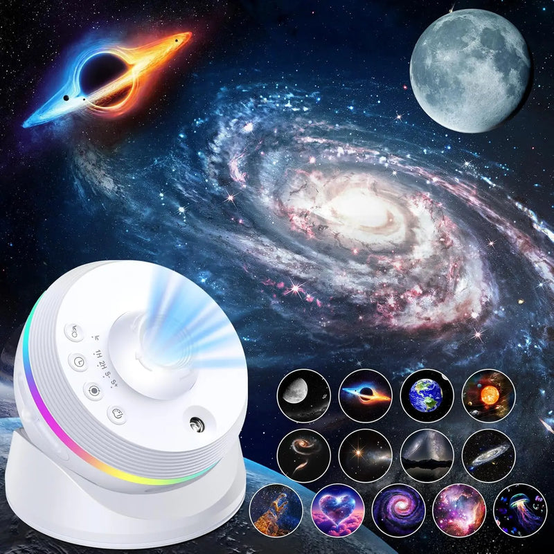 Projecteur ciel étoilé 4K à tiroir, 13 disques, météores et lumière d'ambiance