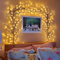 Branche de saule lumineuse murale 72 ou 96 LED blanc chaud, 8 modes, USB avec télécommande