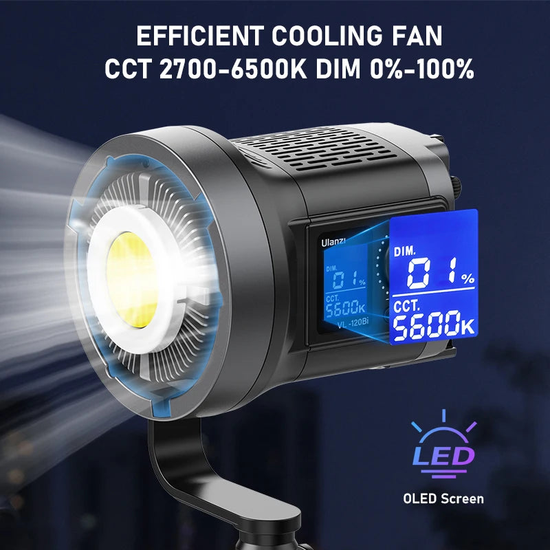 Lumière COB vidéo 120 ou 200 W bicolore ou RGB, application, V-Mount