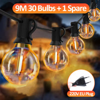 Guirlande guinguette G40 – version 9 m, 30 ampoules, prise européenne