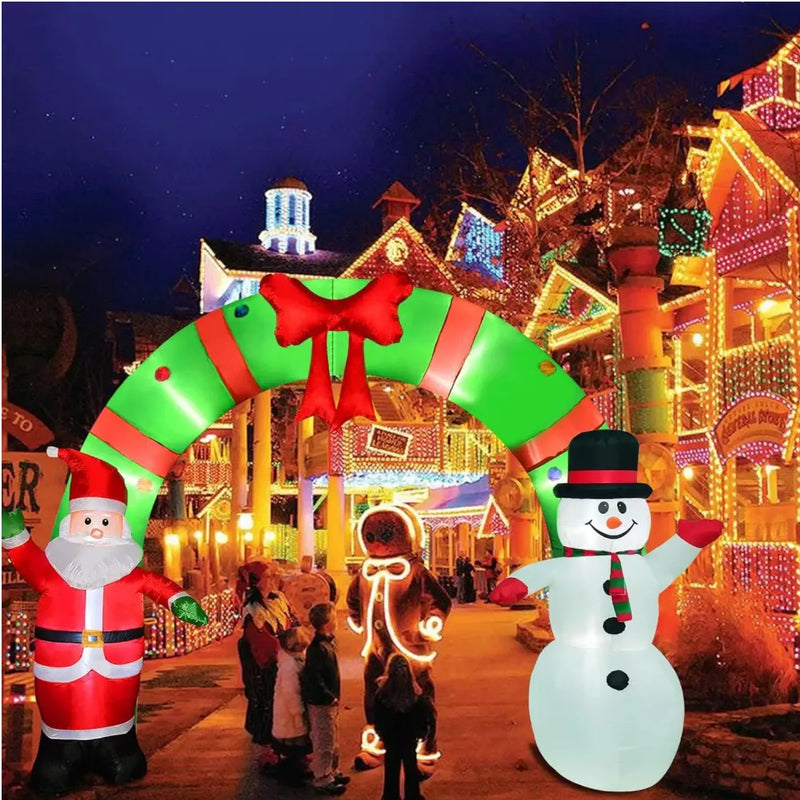 Arche de Noël gonflable lumineuse, père Noël et bonhomme de neige, 3,1 m