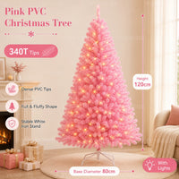 Sapin de Noël rose en PVC – sapin rose de 1,2 m avec guirlande LED USB