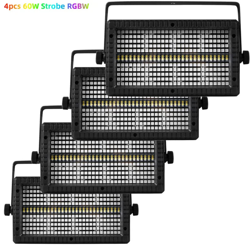 Stroboscope LED RGBW 60 W DMX, lot de 4 pour DJ et soirées